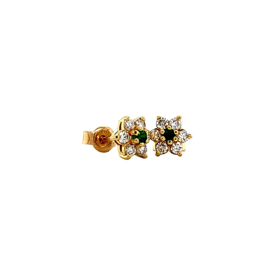 gold_ear_studs_with_colou_2.webp Gold ear studs with coloured stone and mossanite 18 krt>Vintage Jewellery Outlet