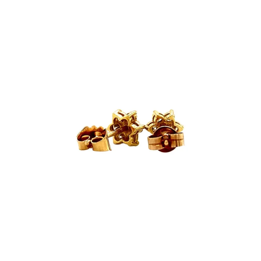 gold_ear_studs_with_colou_4.webp Gold ear studs with coloured stone and mossanite 18 krt>Vintage Jewellery Outlet