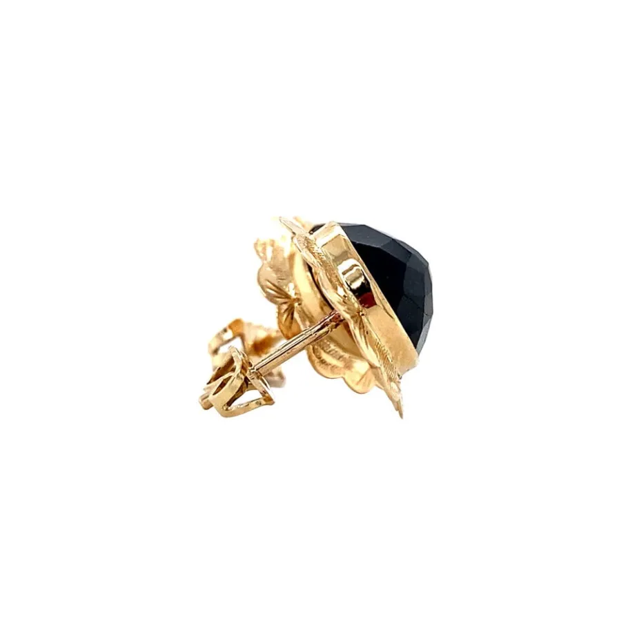 gold_ear_studs_with_garne_3-1.webp Gold ear studs with garnet 14 krt>Vintage Jewellery New