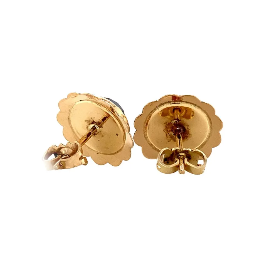 gold_ear_studs_with_garne_4-1.webp Gold ear studs with garnet 14 krt>Vintage Jewellery New
