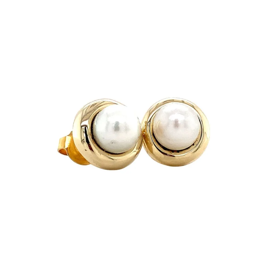 gold_ear_studs_with_pearl_2.webp Gold ear studs with pearl 14 krt>Vintage Jewellery Sale