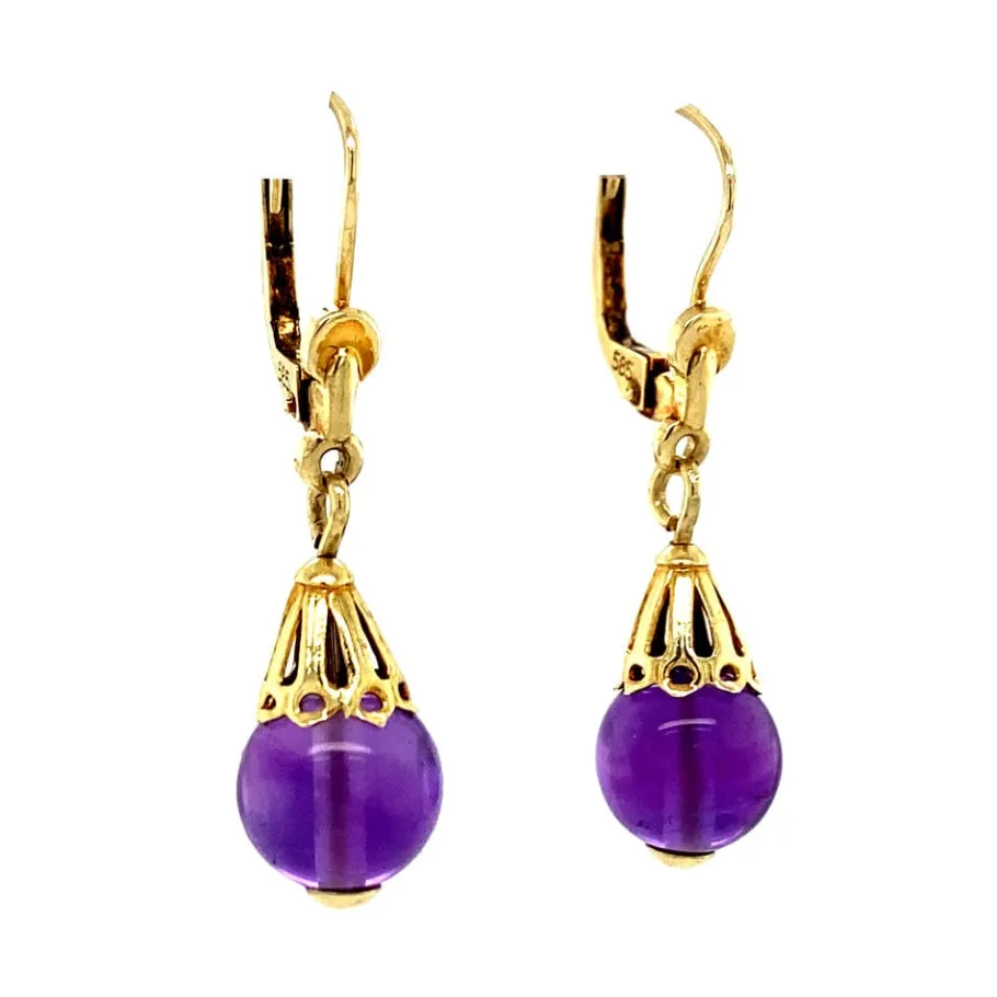 gold_earrings_with_amethy_2.webp Gold earrings with amethyst 14 krt>Vintage Jewellery New