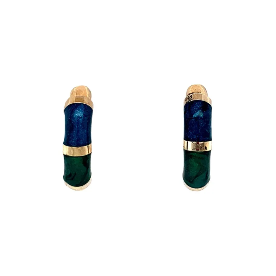 Gold earrings with enamel 14 krt>Vintage Jewellery Clearance