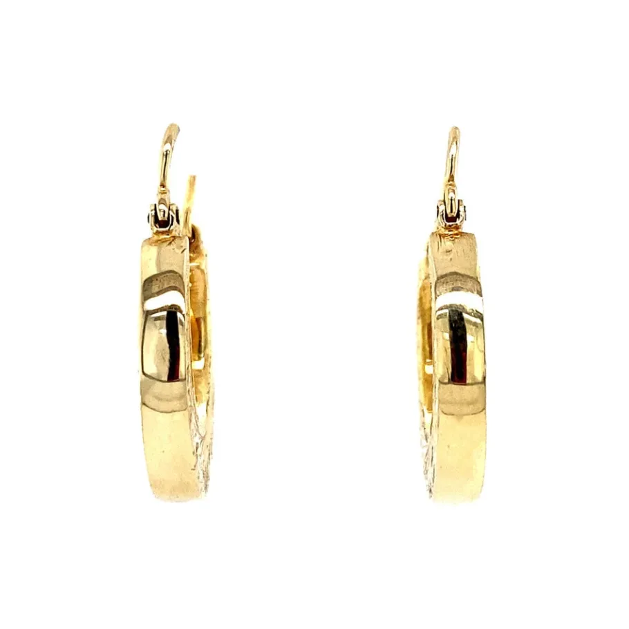 Gold earrings with engraving 14 krt>Vintage Jewellery Fashion