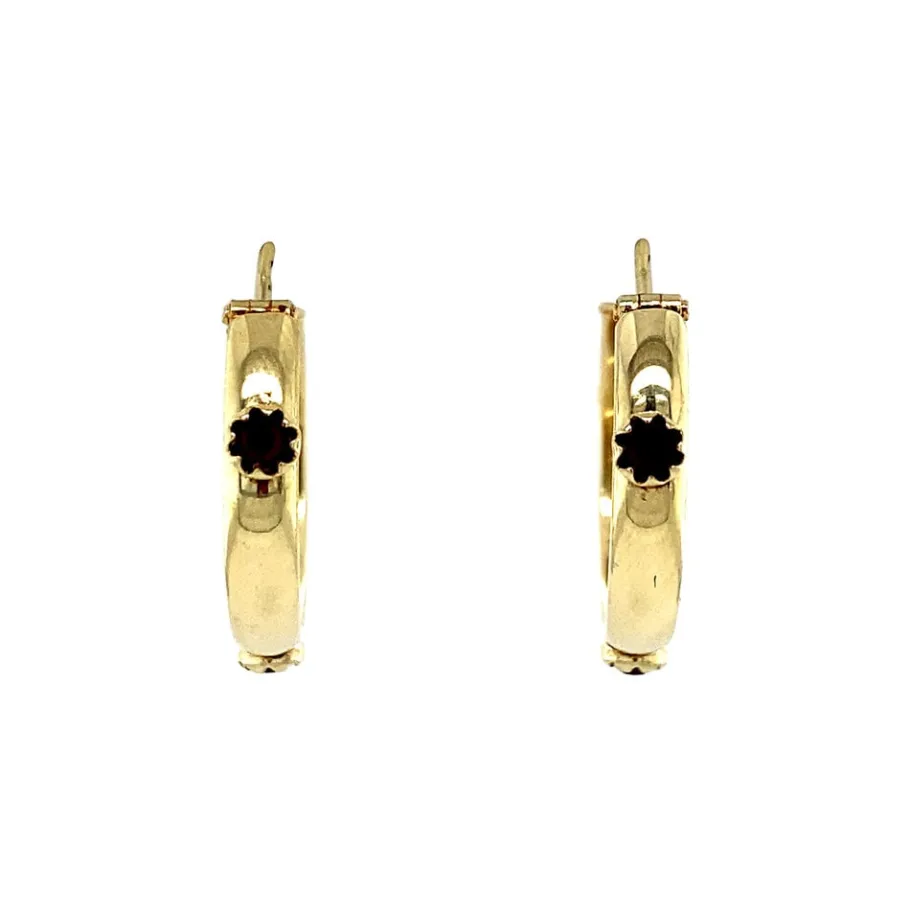 Gold earrings with garnet 14 krt>Vintage Jewellery Hot