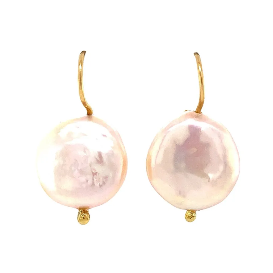 Gold earrings with pearl 14 krt>Vintage Jewellery Discount