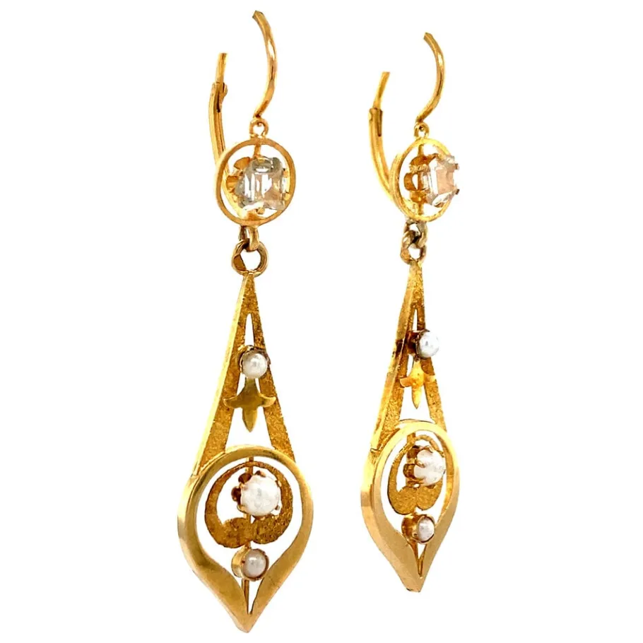 gold_earrings_with_pearl__2-1.webp Gold earrings with pearl and diamond 18 krt>Vintage Jewellery Best