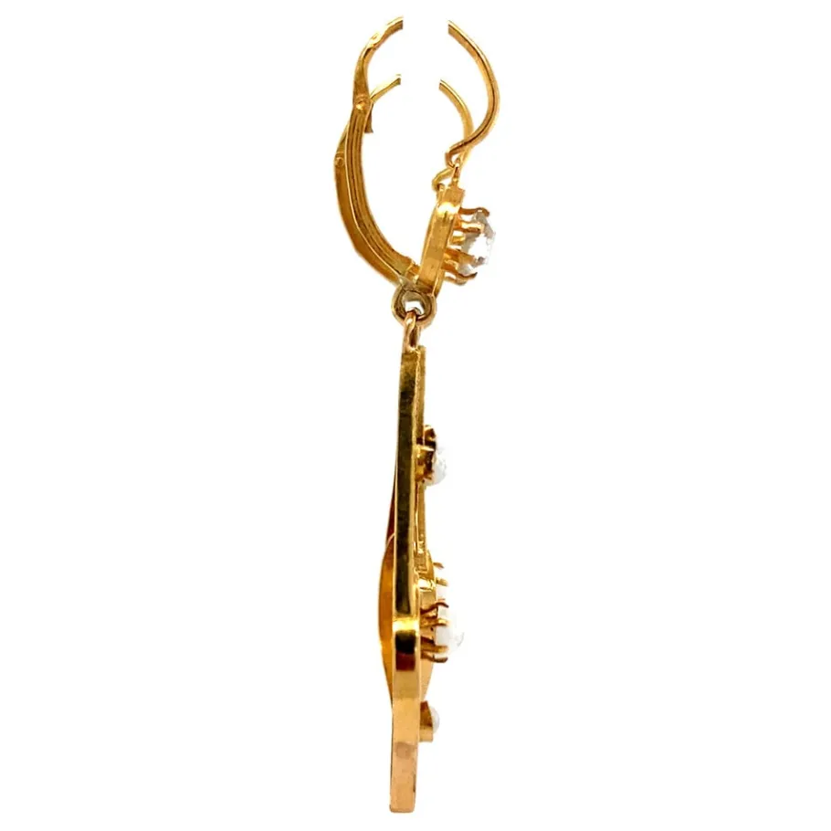 gold_earrings_with_pearl__3-1.webp Gold earrings with pearl and diamond 18 krt>Vintage Jewellery Best