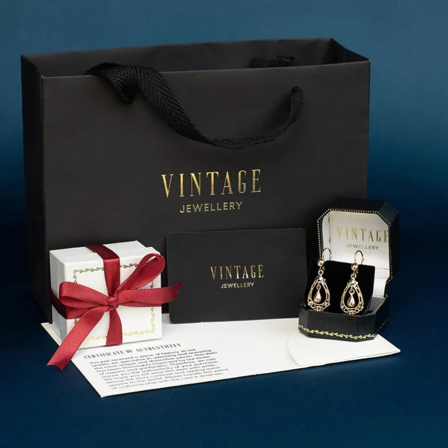 gold_earrings_with_pearl__5-1.webp Gold earrings with pearl and diamond 18 krt>Vintage Jewellery Best