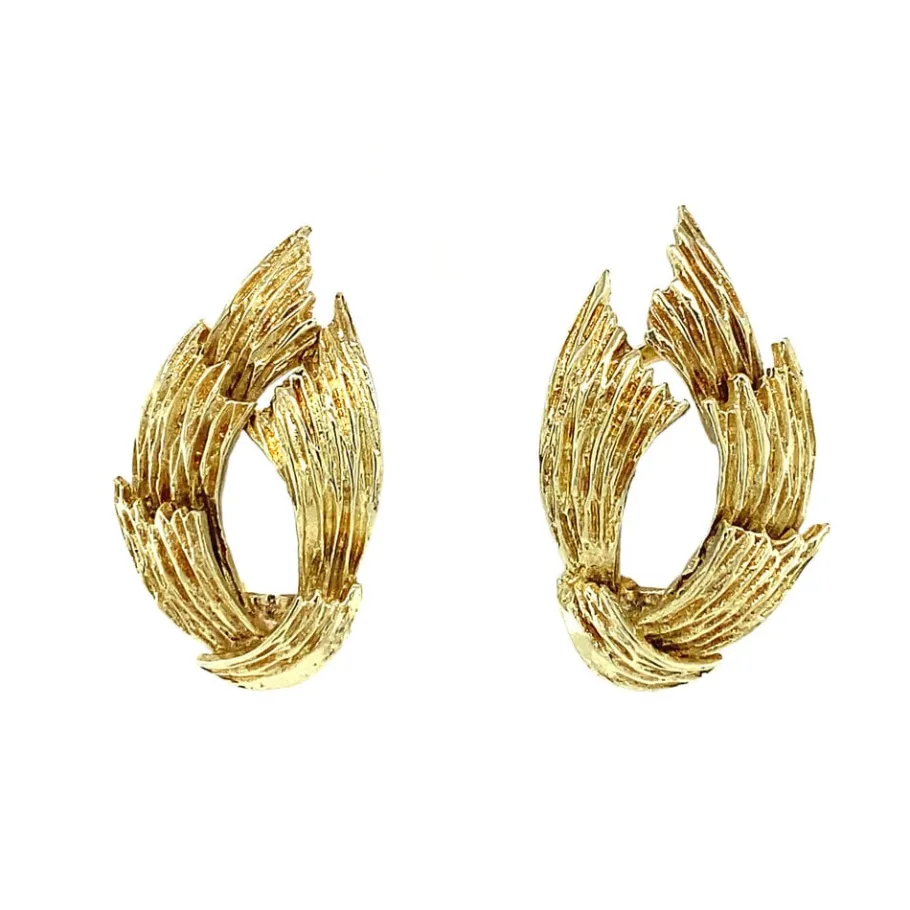 Gold fantasy ear clips 14 krt>Vintage Jewellery Hot