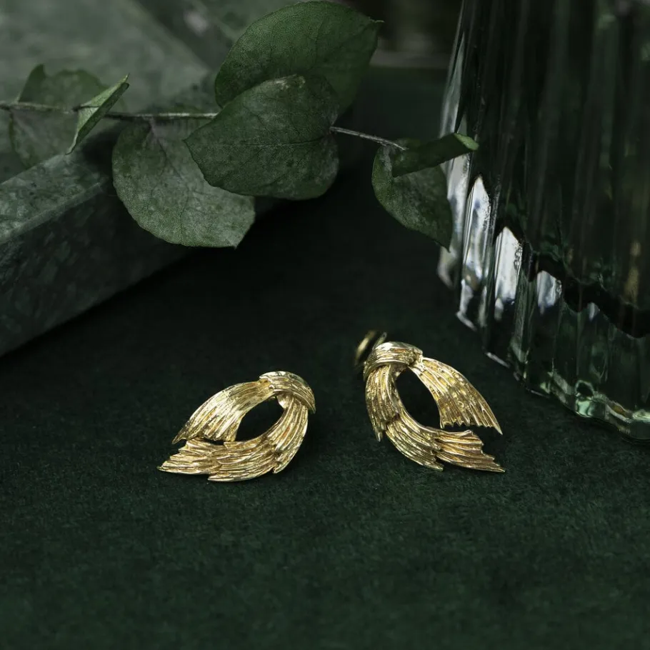 Gold fantasy ear clips 14 krt>Vintage Jewellery Hot