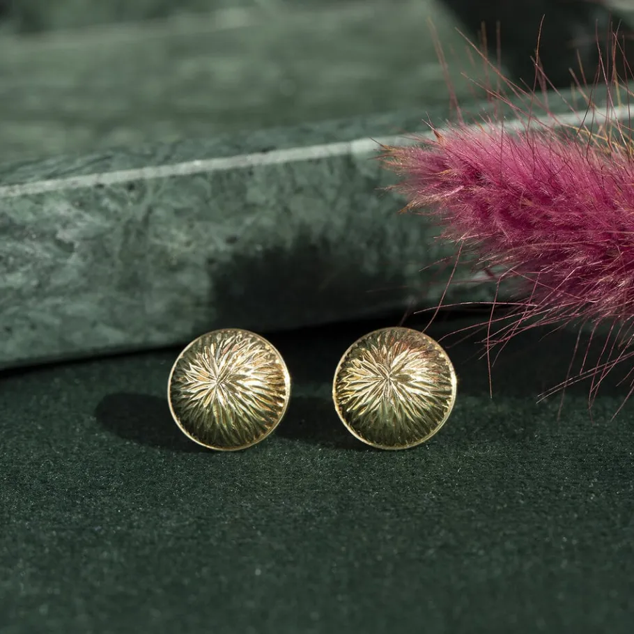Gold fantasy ear studs 14 krt>Vintage Jewellery Online