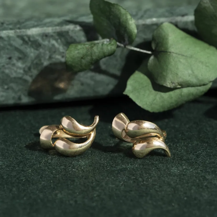 Gold fantasy ear studs 14 krt>Vintage Jewellery Discount