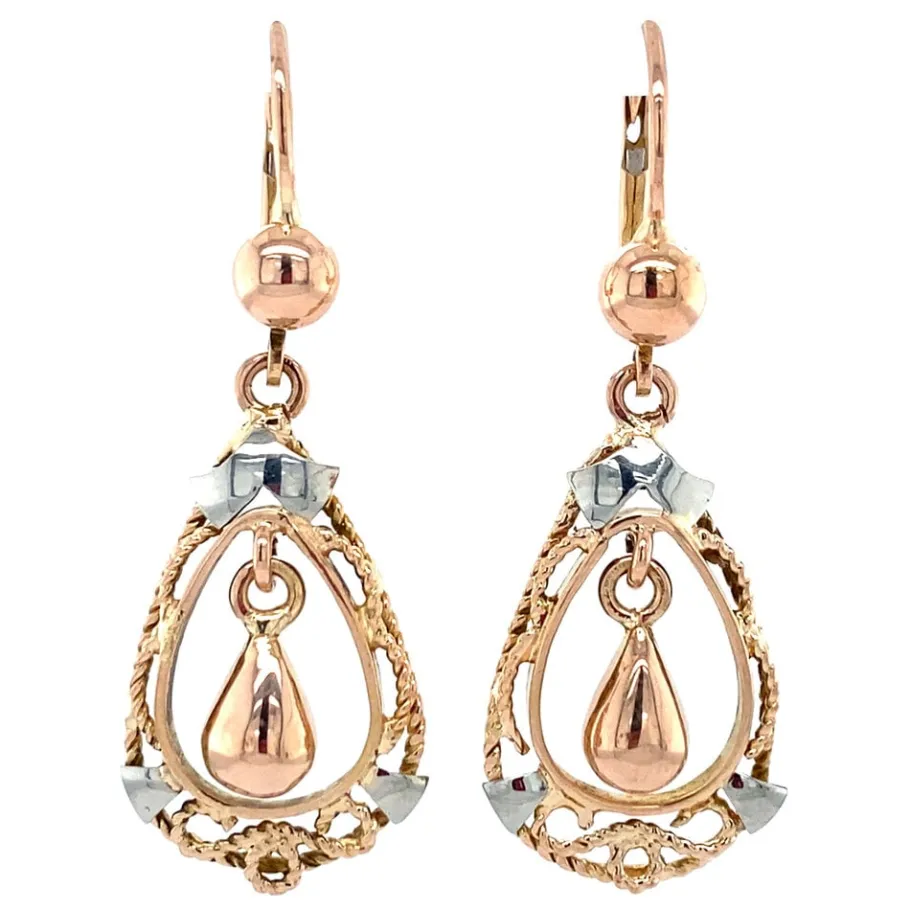 Gold fantasy earrings 14 krt>Vintage Jewellery New