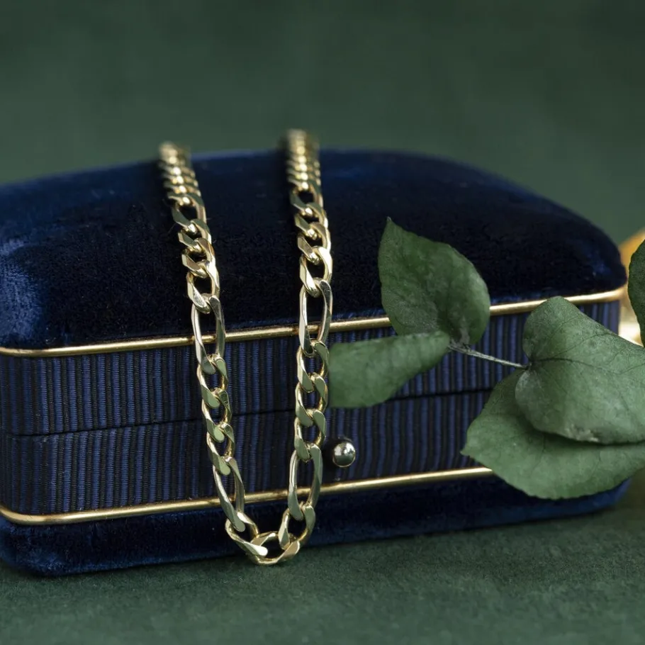 Gold figaro bracelet 14 krt>Vintage Jewellery Best