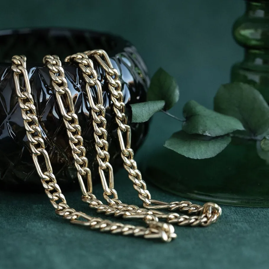 Gold figaro necklace 14 krt>Vintage Jewellery Fashion