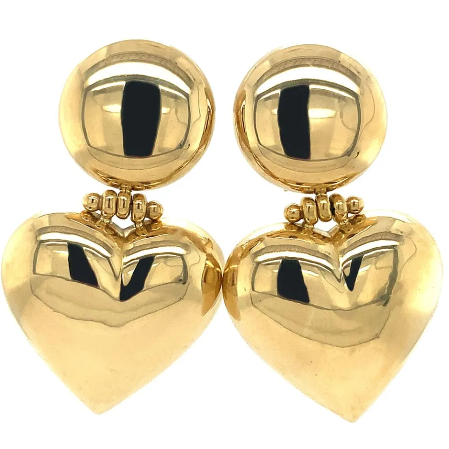 Gold heart earrings 18 krt>Vintage Jewellery Sale