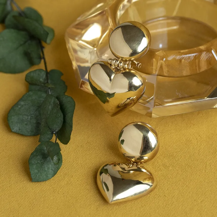 Gold heart earrings 18 krt>Vintage Jewellery Sale