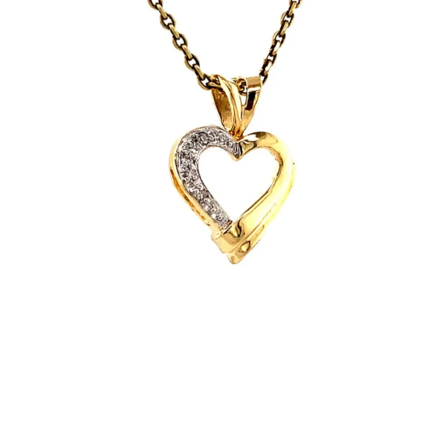 gold_heart_pendant_with_d_2.webp Gold heart pendant with diamonds 14 krt>Vintage Jewellery Outlet