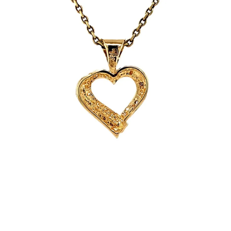 gold_heart_pendant_with_d_4.webp Gold heart pendant with diamonds 14 krt>Vintage Jewellery Outlet