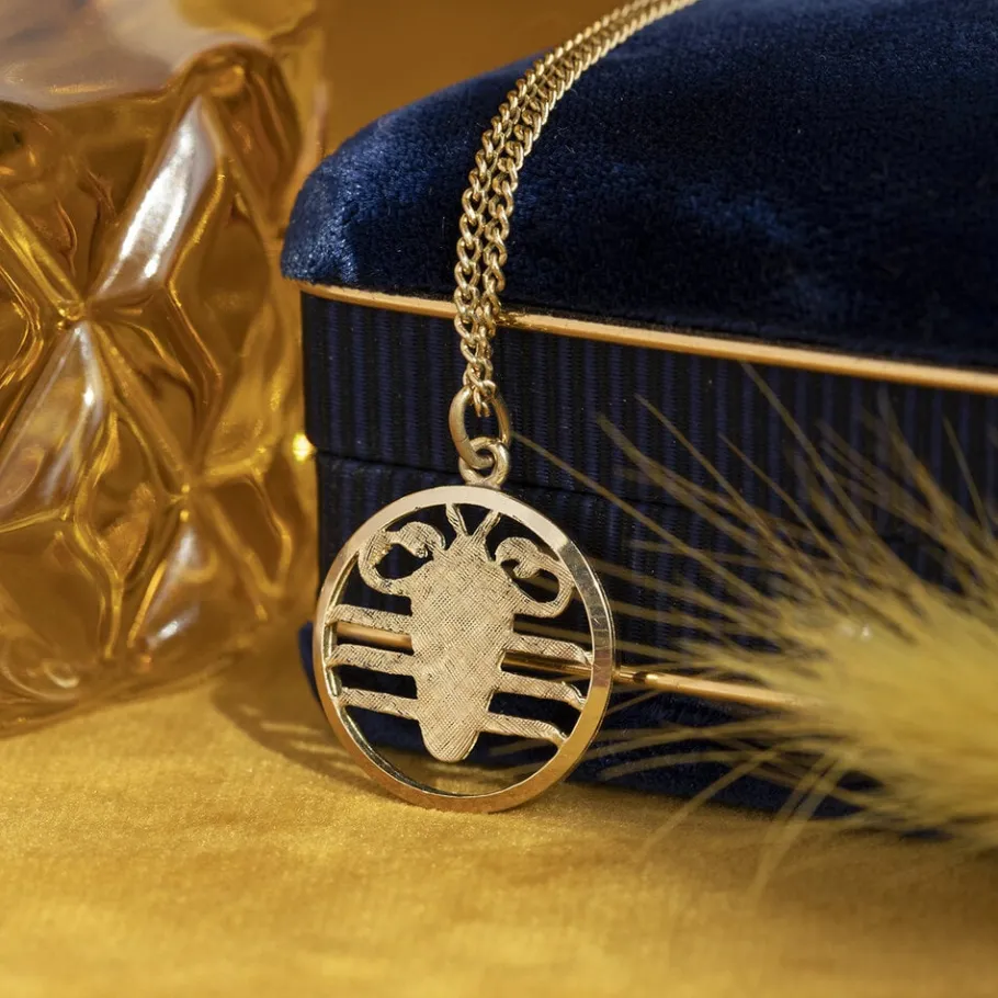 Gold lobster pendant 14 krt>Vintage Jewellery Outlet