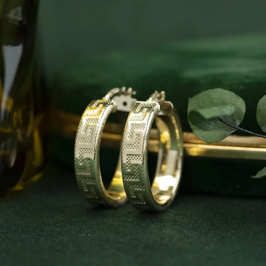 Gold meander earrings 14 krt>Vintage Jewellery Hot