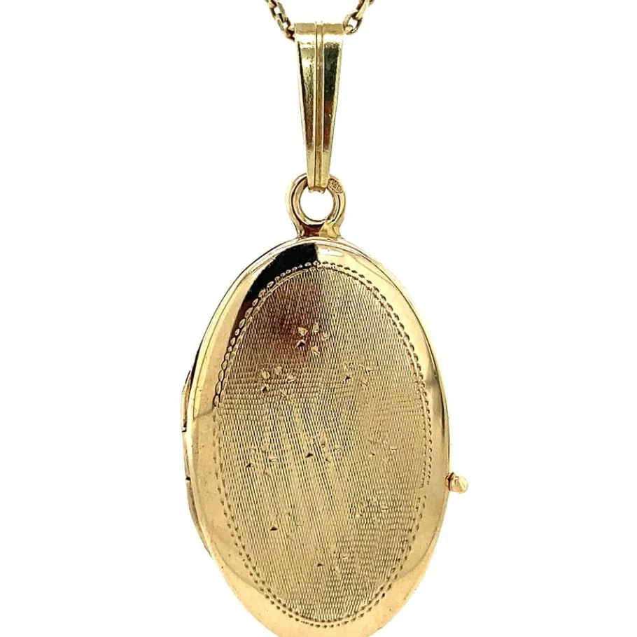 Gold medallion with engraving 14 krt>Vintage Jewellery New