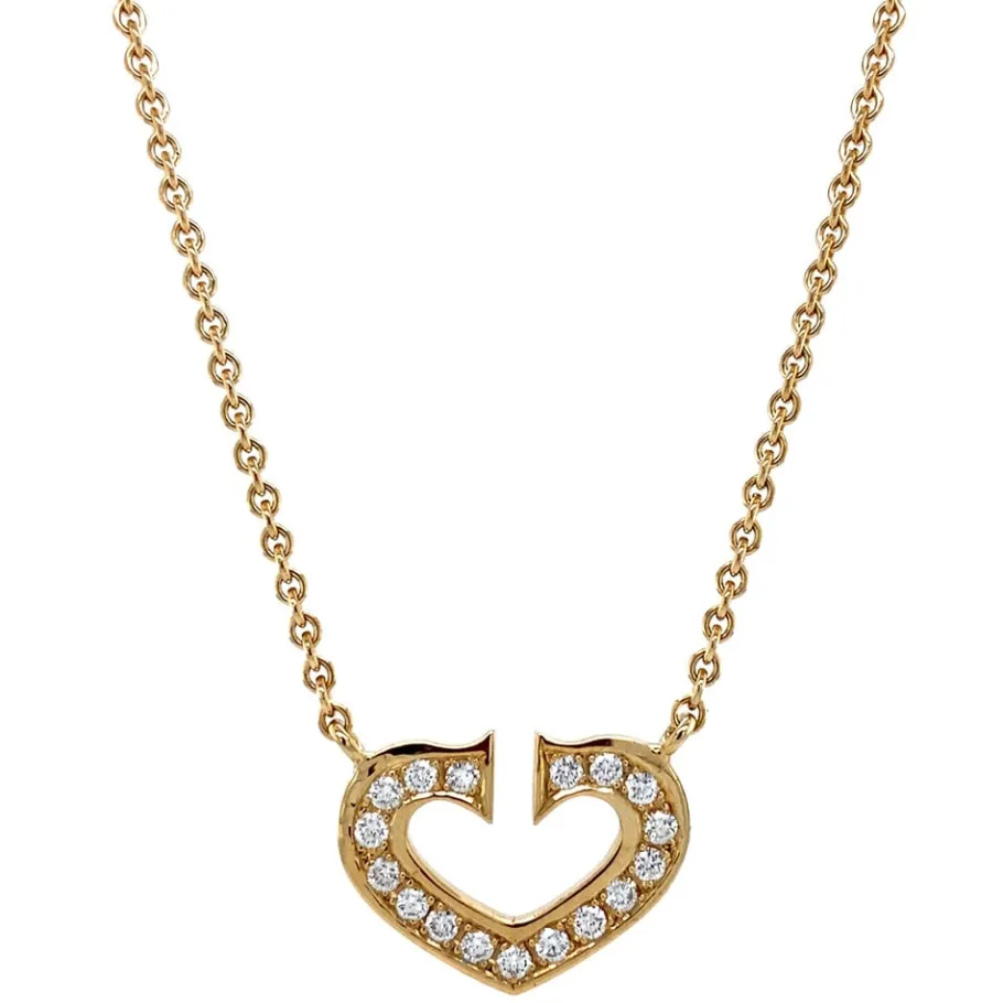 Gold necklace with diamond pendant 14 krt>Vintage Jewellery Sale