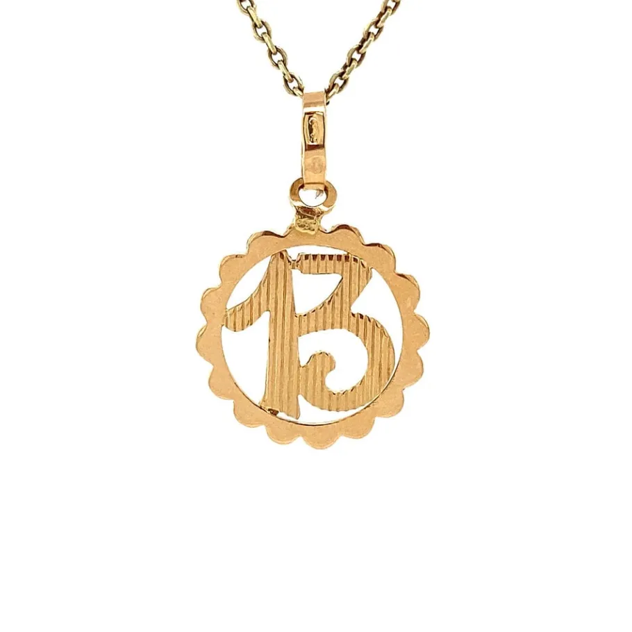 Gold number thirteen pendant 18 krt>Vintage Jewellery Fashion