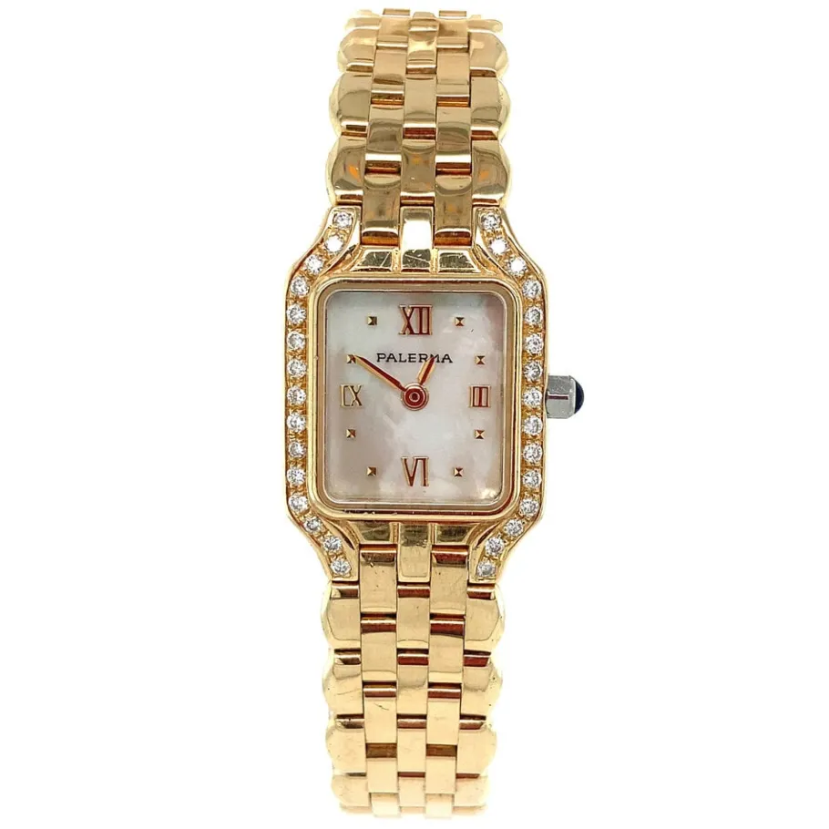 Gold Palerma watch with diamonds 14 krt>Vintage Jewellery Online