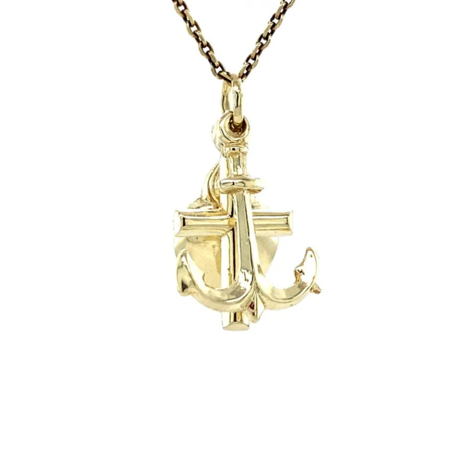 Gold pendant faith, hope and love 14 krt>Vintage Jewellery Discount