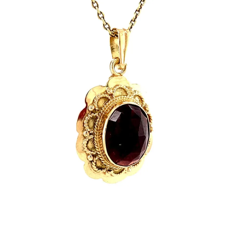 gold_pendant_garnet__krt_2.webp Gold pendant garnet 14 krt>Vintage Jewellery Online