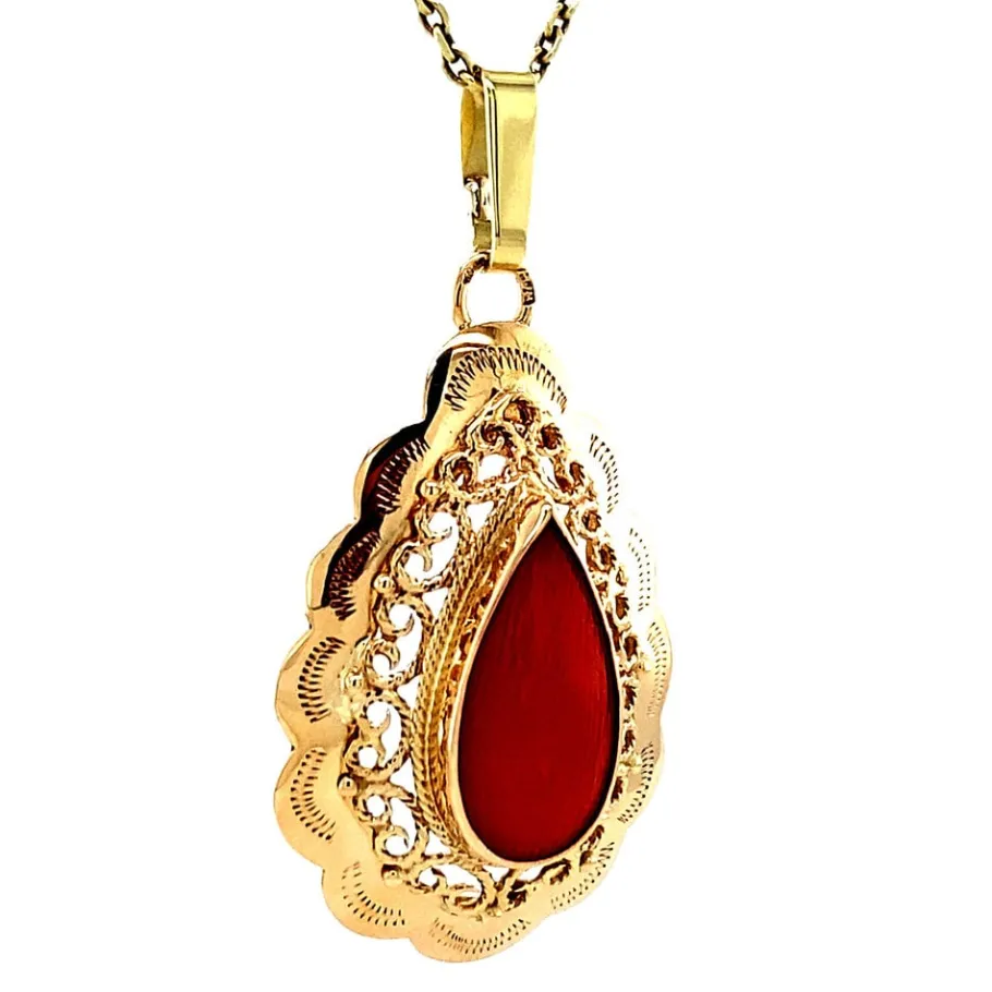 gold_pendant_with_blood_c_2-3.webp Gold pendant with blood coral 14 krt>Vintage Jewellery Online