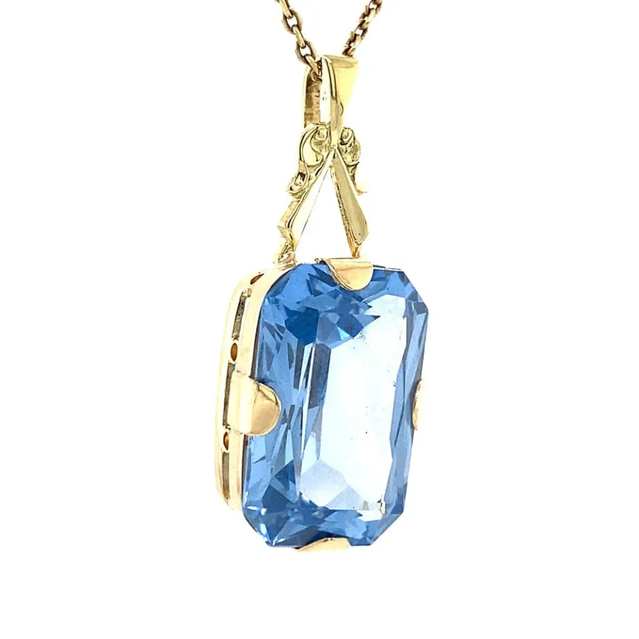 gold_pendant_with_blue_sp_2-3.webp Gold pendant with blue spinel 14 krt>Vintage Jewellery Outlet
