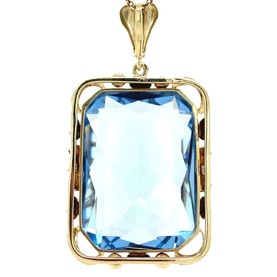 gold_pendant_with_blue_sp_4-2.webp Gold pendant with blue spinel 14 krt>Vintage Jewellery Discount