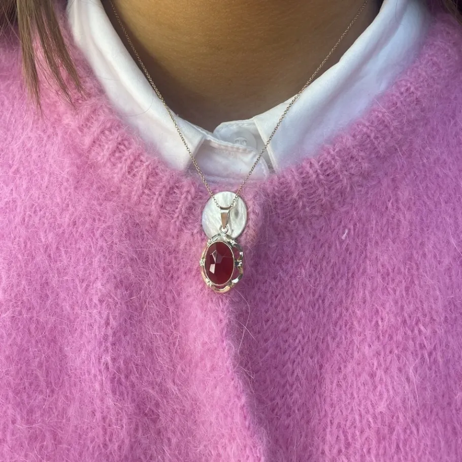 Gold pendant with carnelian 14 krt>Vintage Jewellery Discount