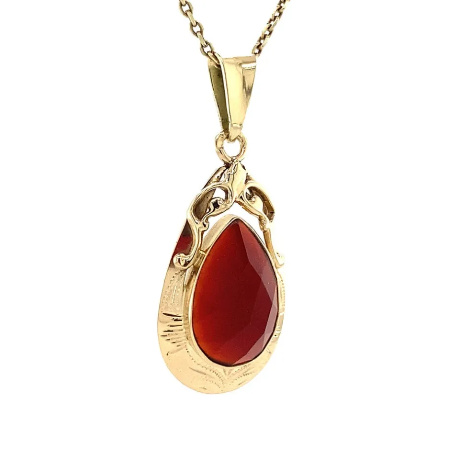 gold_pendant_with_carneli_2-11.webp Gold pendant with carnelian 14 krt>Vintage Jewellery Online