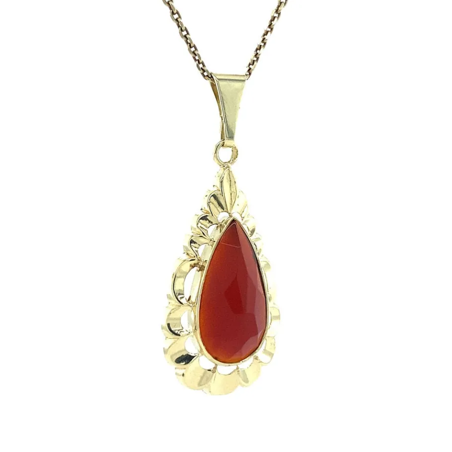 gold_pendant_with_carneli_2-17.webp Gold pendant with carnelian 14 krt>Vintage Jewellery Online