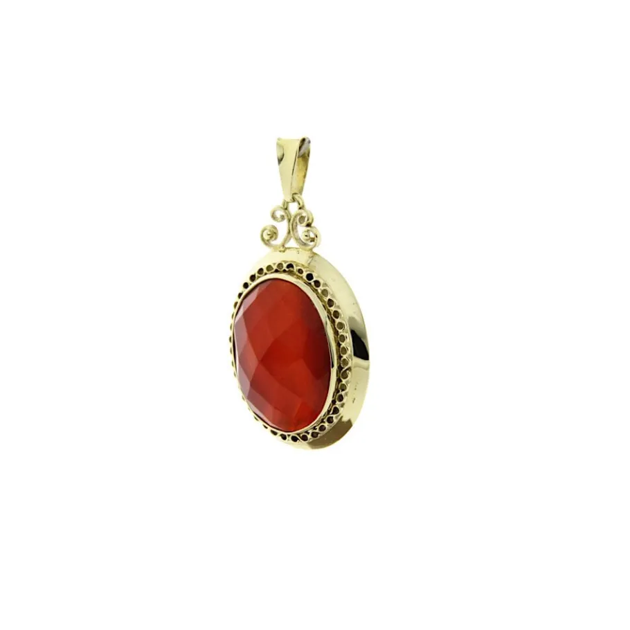gold_pendant_with_carneli_2-21.webp Gold pendant with carnelian 14 krt>Vintage Jewellery Outlet
