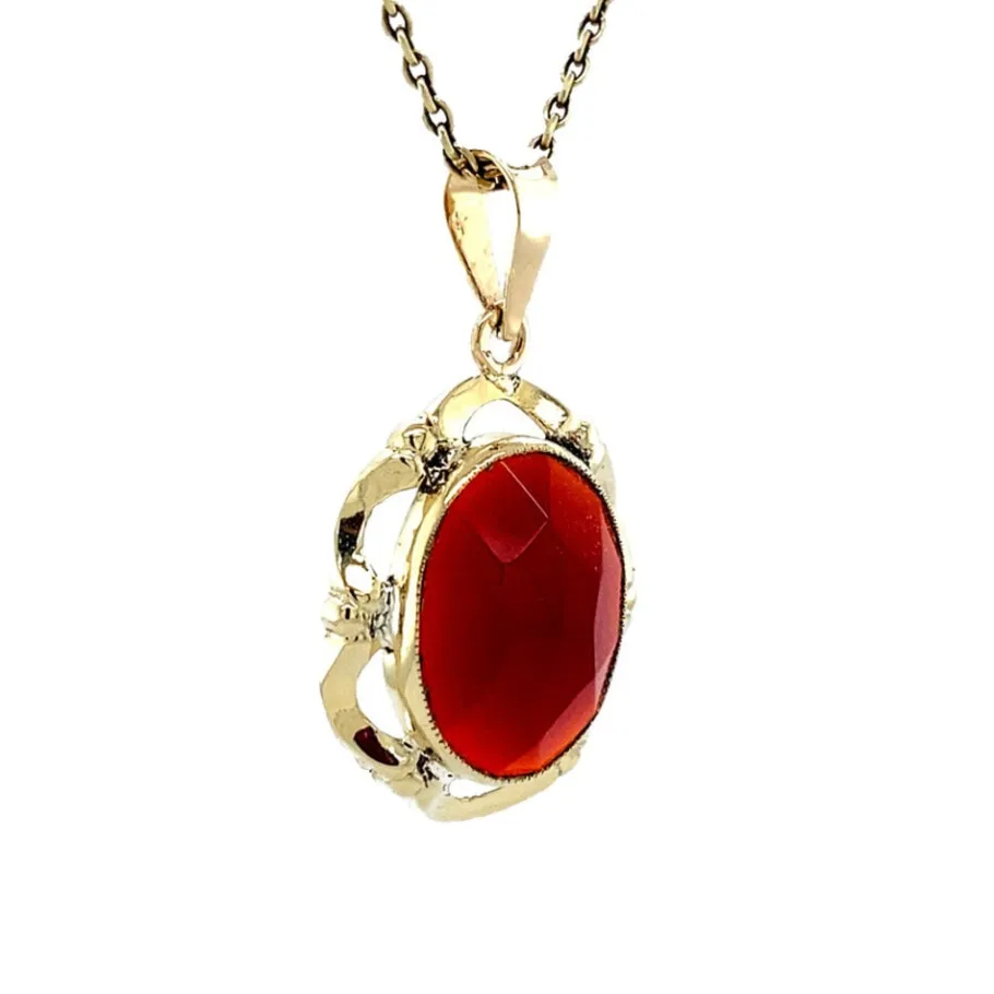 gold_pendant_with_carneli_2-4.webp Gold pendant with carnelian 14 krt>Vintage Jewellery Discount