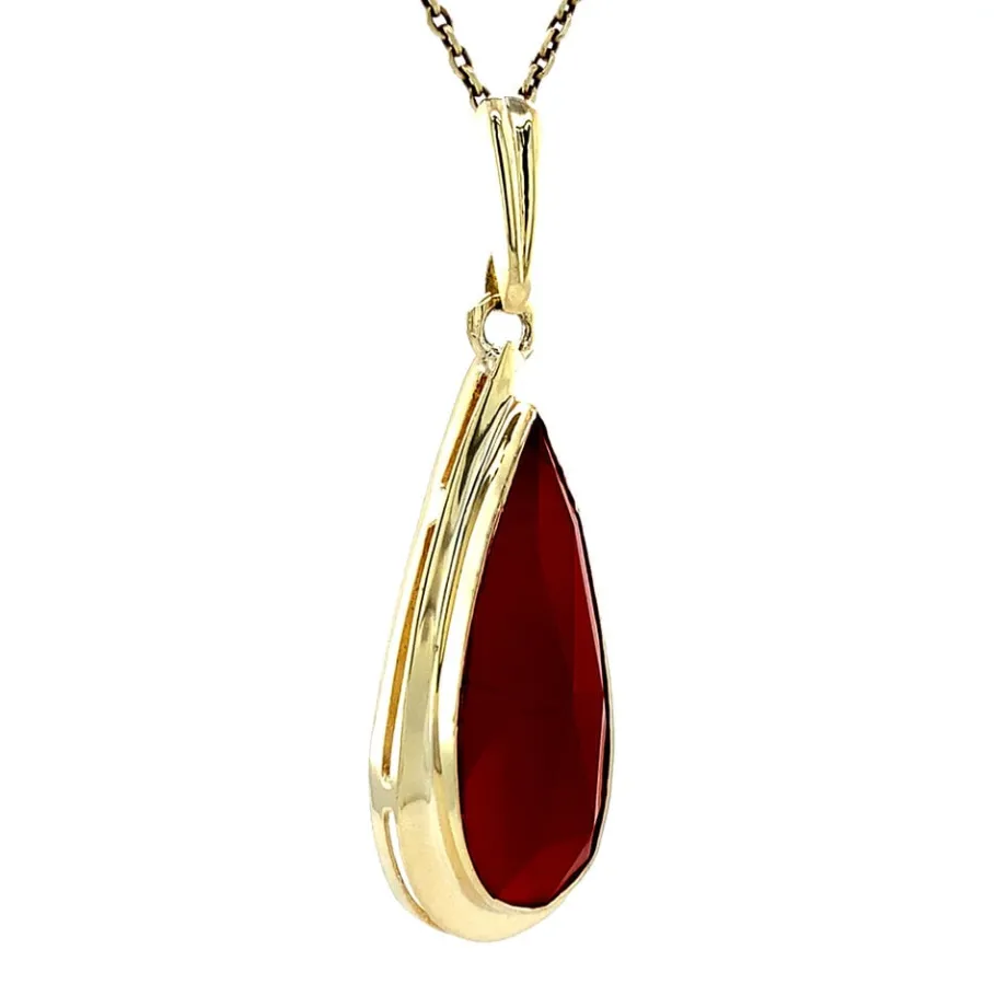 gold_pendant_with_carneli_2-5.webp Gold pendant with carnelian 14 krt>Vintage Jewellery Outlet