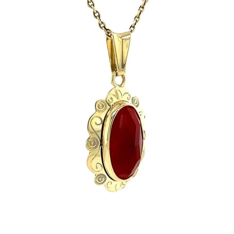gold_pendant_with_carneli_2-8.webp Gold pendant with carnelian 14 krt>Vintage Jewellery New