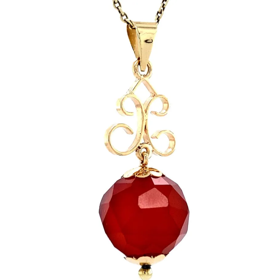 gold_pendant_with_carneli_2.webp Gold pendant with carnelian 14 krt>Vintage Jewellery Best