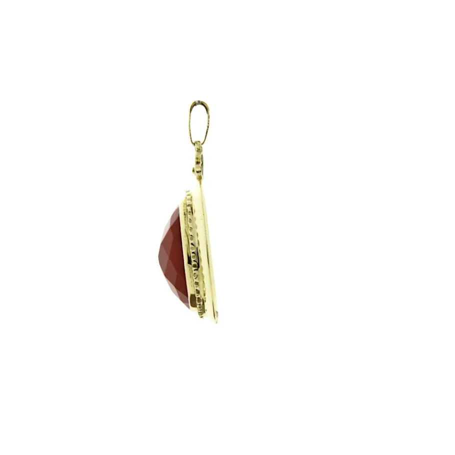 gold_pendant_with_carneli_3-21.webp Gold pendant with carnelian 14 krt>Vintage Jewellery Outlet