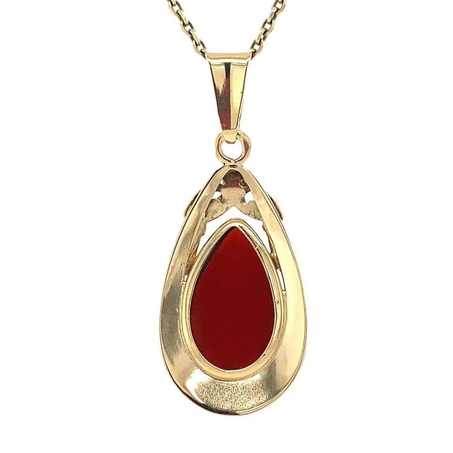 gold_pendant_with_carneli_4-11.webp Gold pendant with carnelian 14 krt>Vintage Jewellery Online