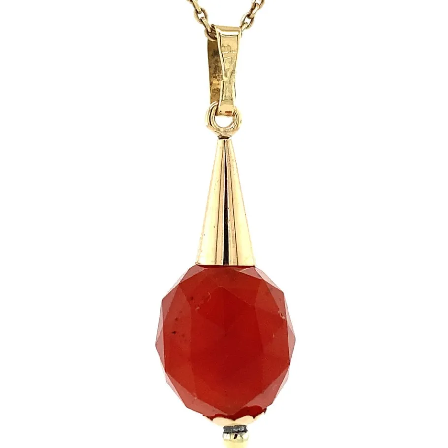 gold_pendant_with_carneli_4-14.webp Gold pendant with carnelian 14 krt>Vintage Jewellery Online
