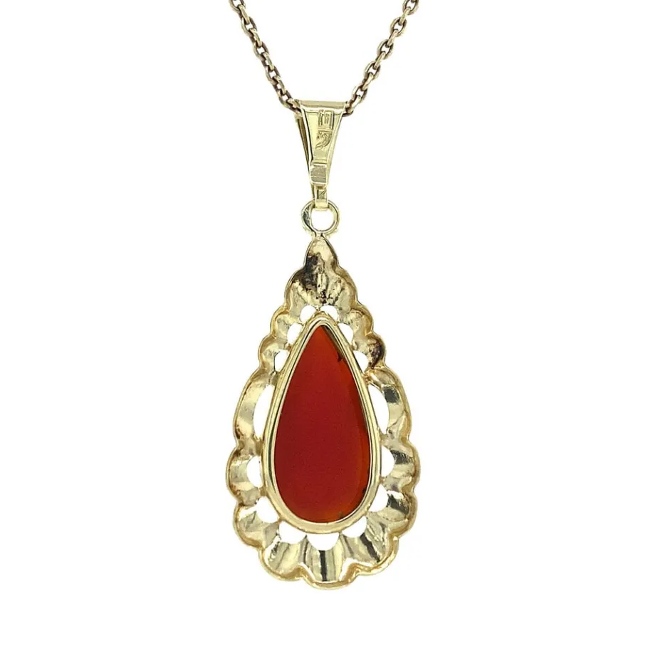 gold_pendant_with_carneli_4-17.webp Gold pendant with carnelian 14 krt>Vintage Jewellery Online