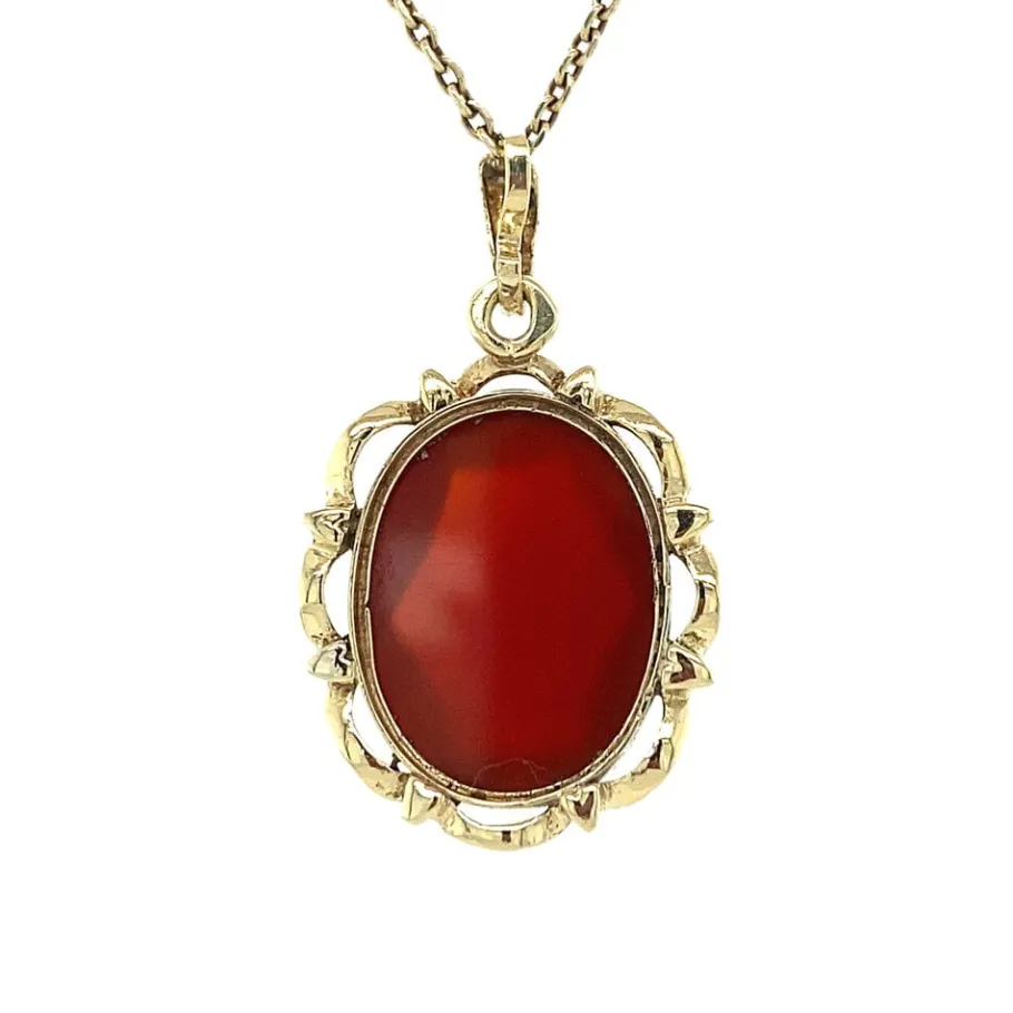 gold_pendant_with_carneli_4-9.webp Gold pendant with carnelian 14 krt>Vintage Jewellery New