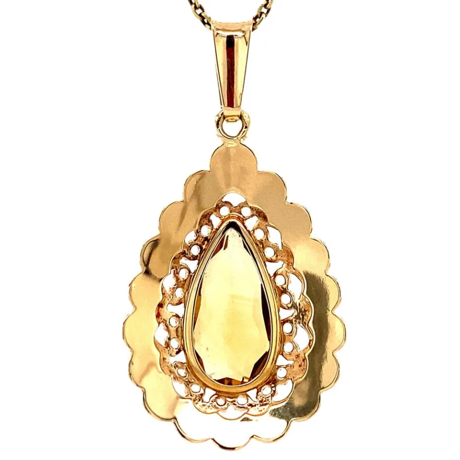 gold_pendant_with_citrine_4.webp Gold pendant with citrine 14 krt>Vintage Jewellery Hot