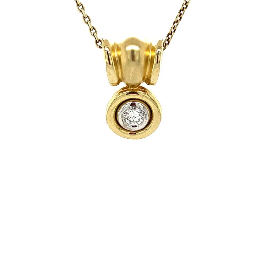 Gold pendant with diamond 14 krt>Vintage Jewellery Fashion